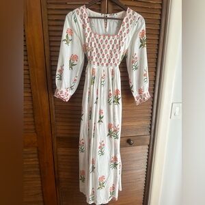 Pink City bohemian block print dress-size medium